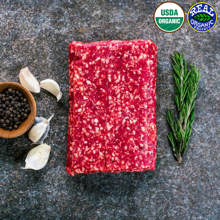 Organic Grass Fed Regenerative Ground Beef