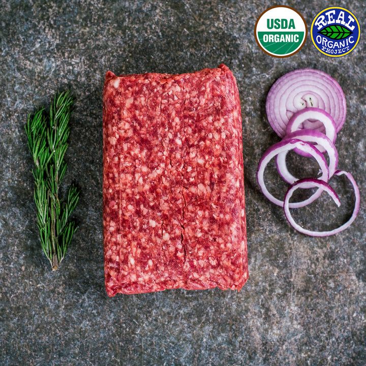 Organic Grass Fed Regenerative Ground Beef
