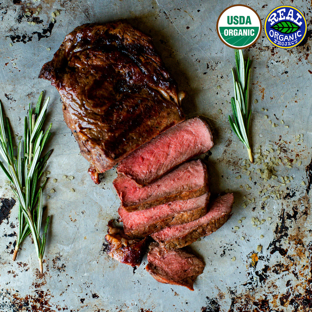 Organic Grass Fed Regenerative Ribeye Steak Leaner