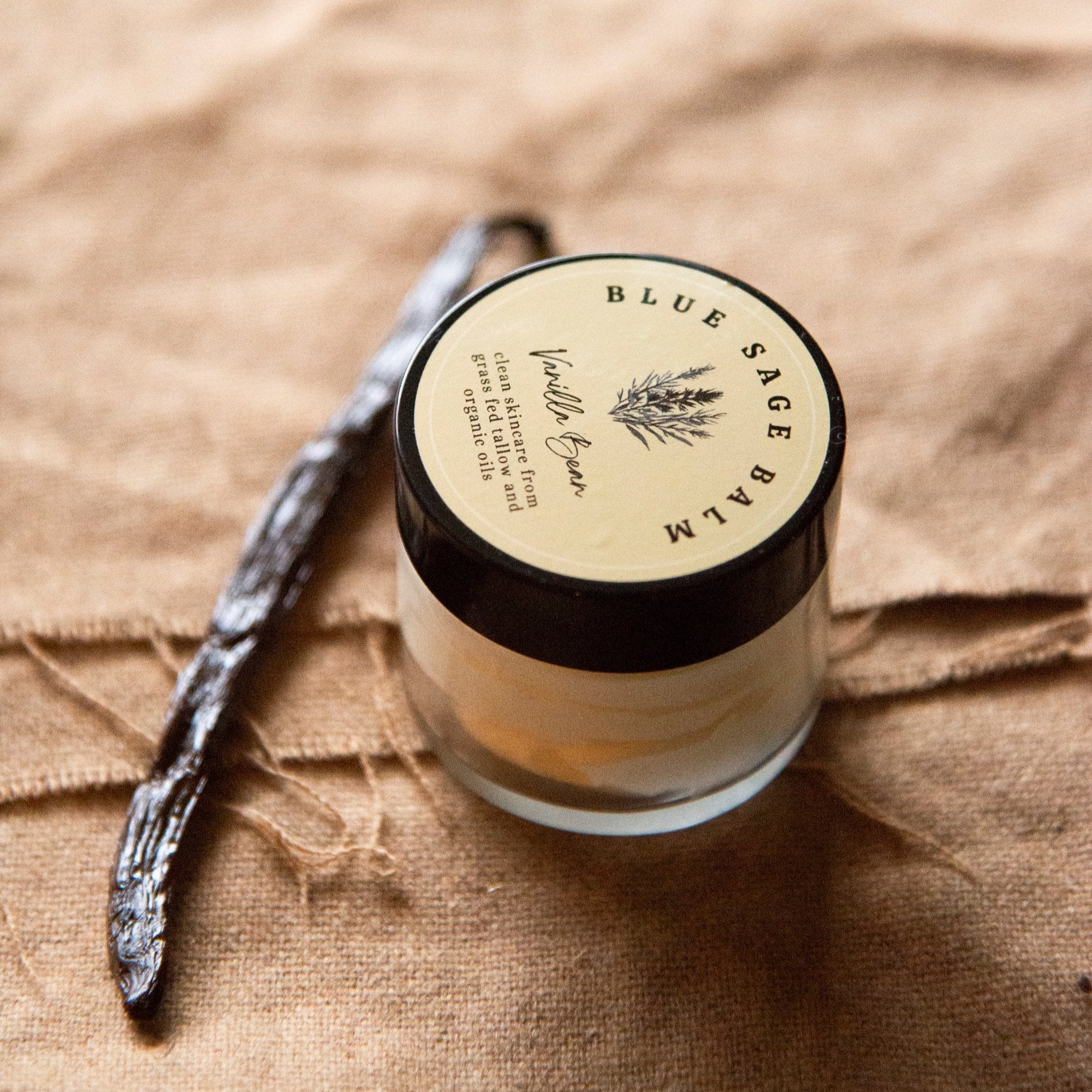 Blue Sage Balm Vanilla (no essential oils, infused with organic vanilla) ships separately