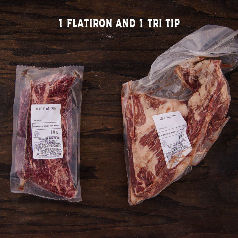 #3: Sixteenth (Tri-Tip, Flat Iron, + Sirloin), Grass Fed, Regenerative, Non-Certified