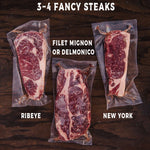 Grass Fed Sixteenth with Flatiron, Shoulder Tender Steaks, Top Sirloin Steaks