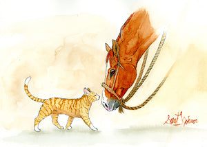 Card by Sarah Johnson: Horse and Cat