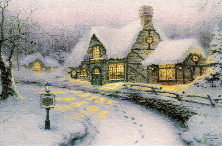 Christmas Card: Thomas Kincaid Winter House