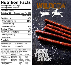 Wild Cow Organic Grass Fed Beef Sticks-shipping charge included